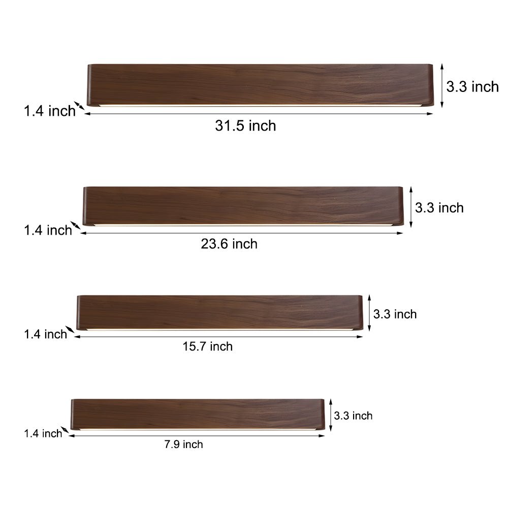 led wall sconce in linear walnut wood