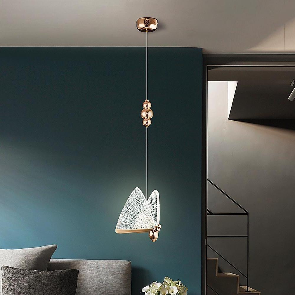 Coastal Butterfly-Shaped Mini Pendant — Metal and Acrylic, LED, 1- to 8-Light, 3000K / 6000K, 47" Adjustable Cord