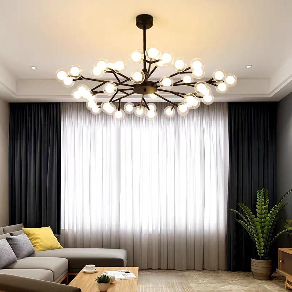 Modern 45-Light Glass Cluster Chandelier — Metal, Black or Gold, 39" Diameter, 3W LED