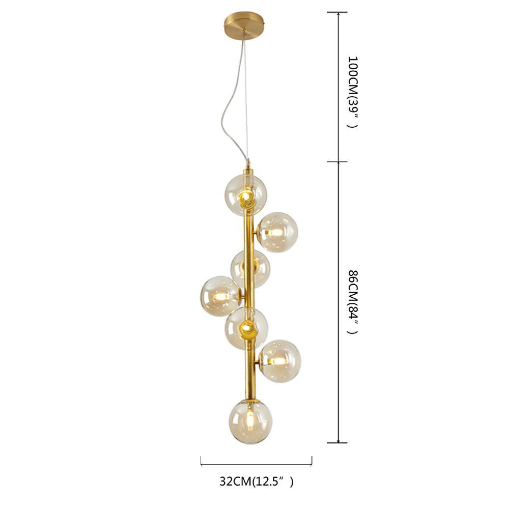 34'' Modern Artistic Glass Pendant Light - 7-Light LED Chandelier Hanging Lamp