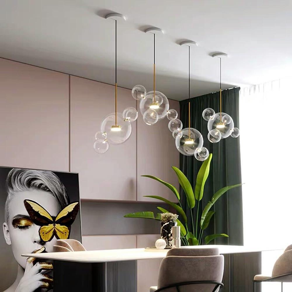 Globe Bubble Glass Multi-Light Pendant — Aluminum, LED, 1-, 3-, 4-, or 6-Light