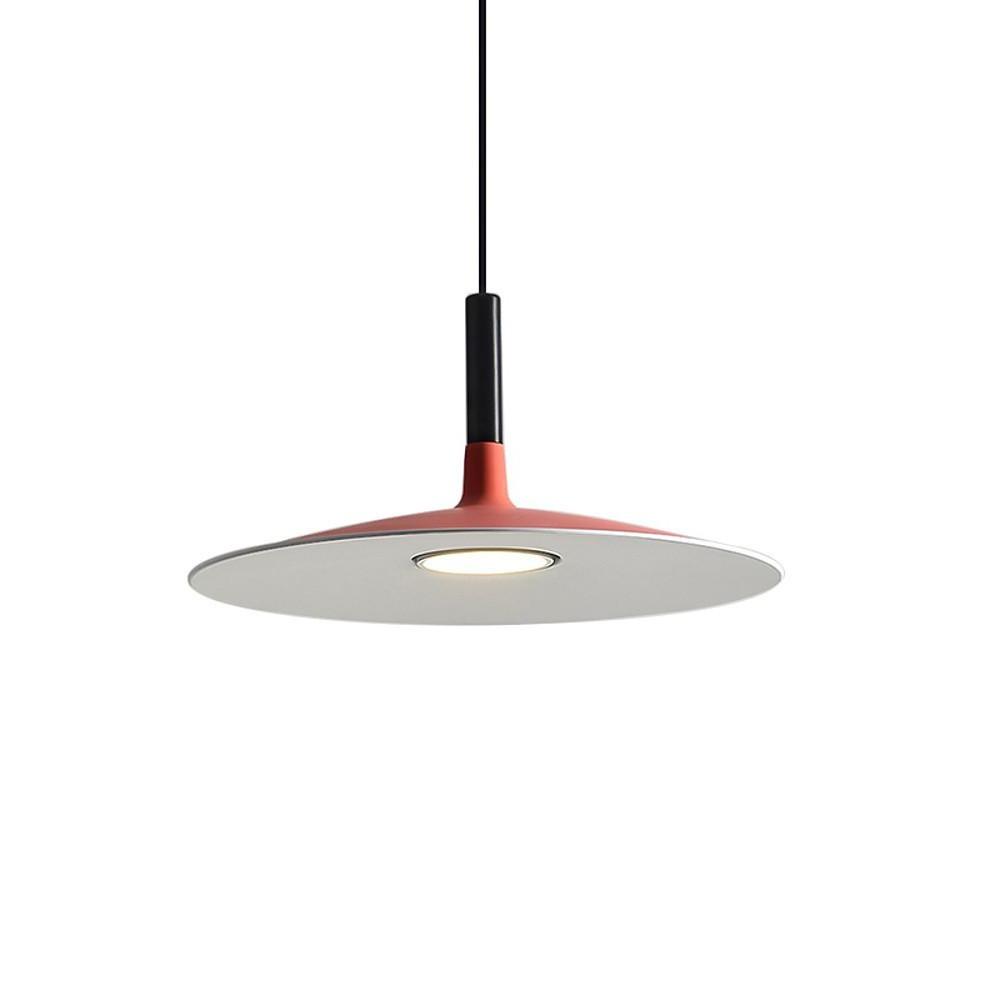 Flat Circular Mini Pendant — Metal, Industrial Modern, Adjustable 47" Cord, LED Included