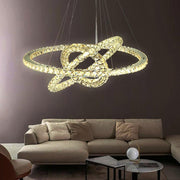 Three-Ring Crystal LED Chandelier — Gold, Modern, 78W, 31" Diameter, 47" Cord, 3000K/6000K
