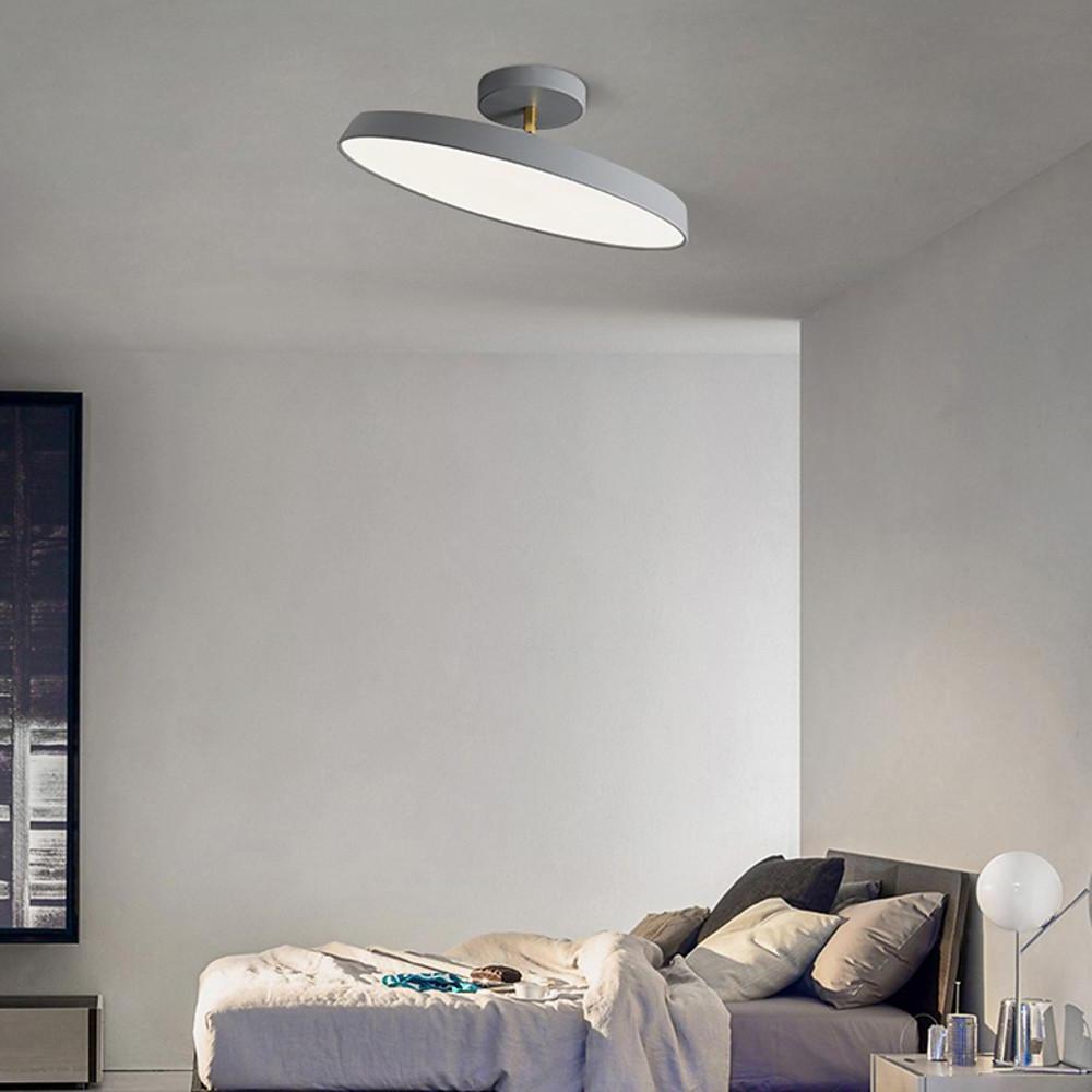 Circular Art Deco Semi-Flush Mount Ceiling Light — Aluminum & PVC, Adjustable 1-Light LED, 56W, 20" Diameter