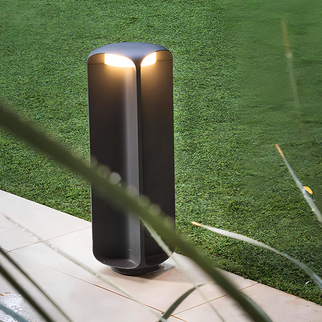 Minimalist Outdoor Bollard Light — Die-Cast Aluminum, 12W LED, IP65 Weatherproof, Black or Dark Gray