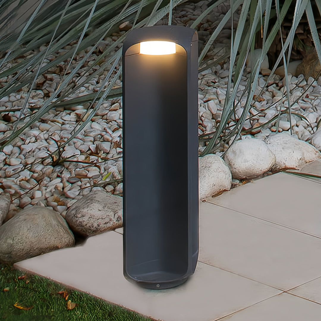 Minimalist Outdoor Bollard Light — Die-Cast Aluminum, 12W LED, IP65 Weatherproof, Black or Dark Gray
