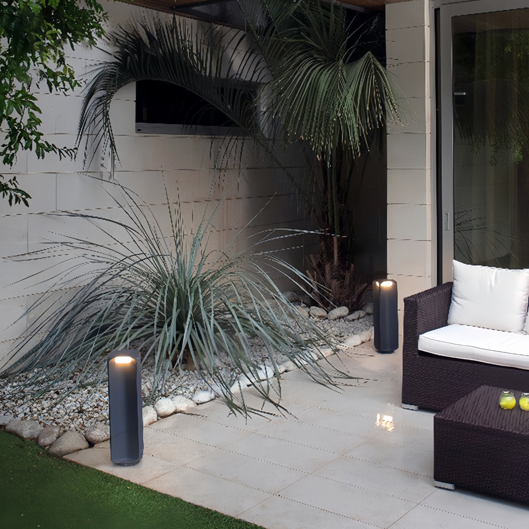 Minimalist Outdoor Bollard Light — Die-Cast Aluminum, 12W LED, IP65 Weatherproof, Black or Dark Gray