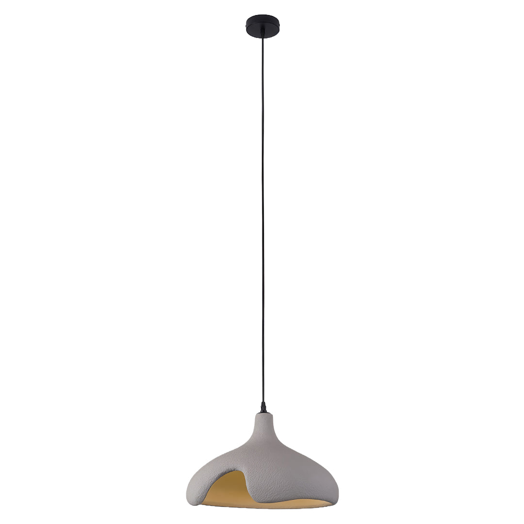 Cement-Look Pendant Light — PS Shade, Metal Frame, E27, 15.75" Wide, Adjustable 59.1" Cord