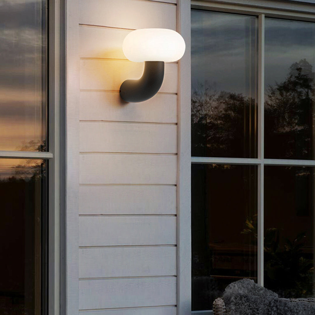 Elliptical Arc Outdoor Wall Sconce — Black Stainless Steel, LED, IP65 Weatherproof