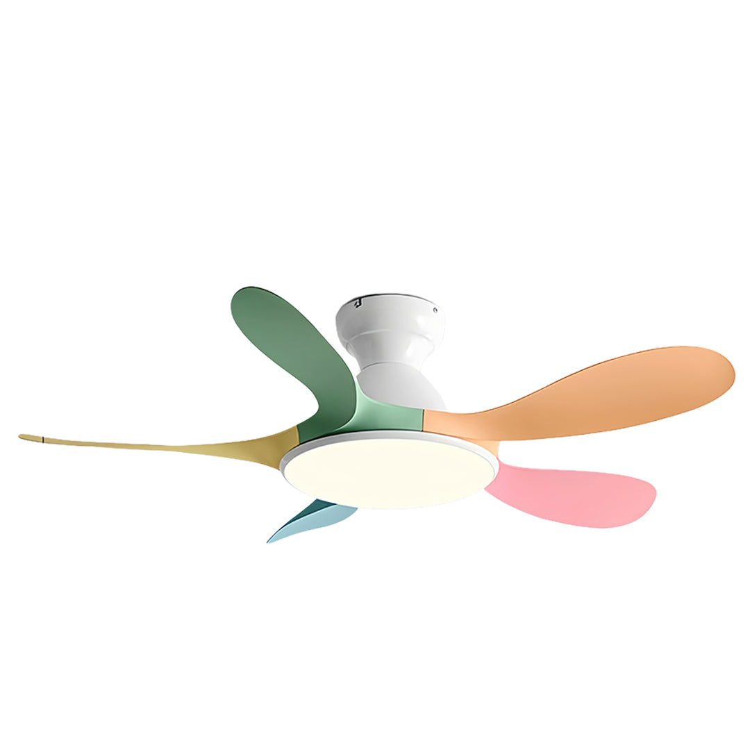 5-Blade Kids' Room Ceiling Fan with Light — Metal Body, ABS Blades, 46" or 56", 3-Color Dimming, Remote Control