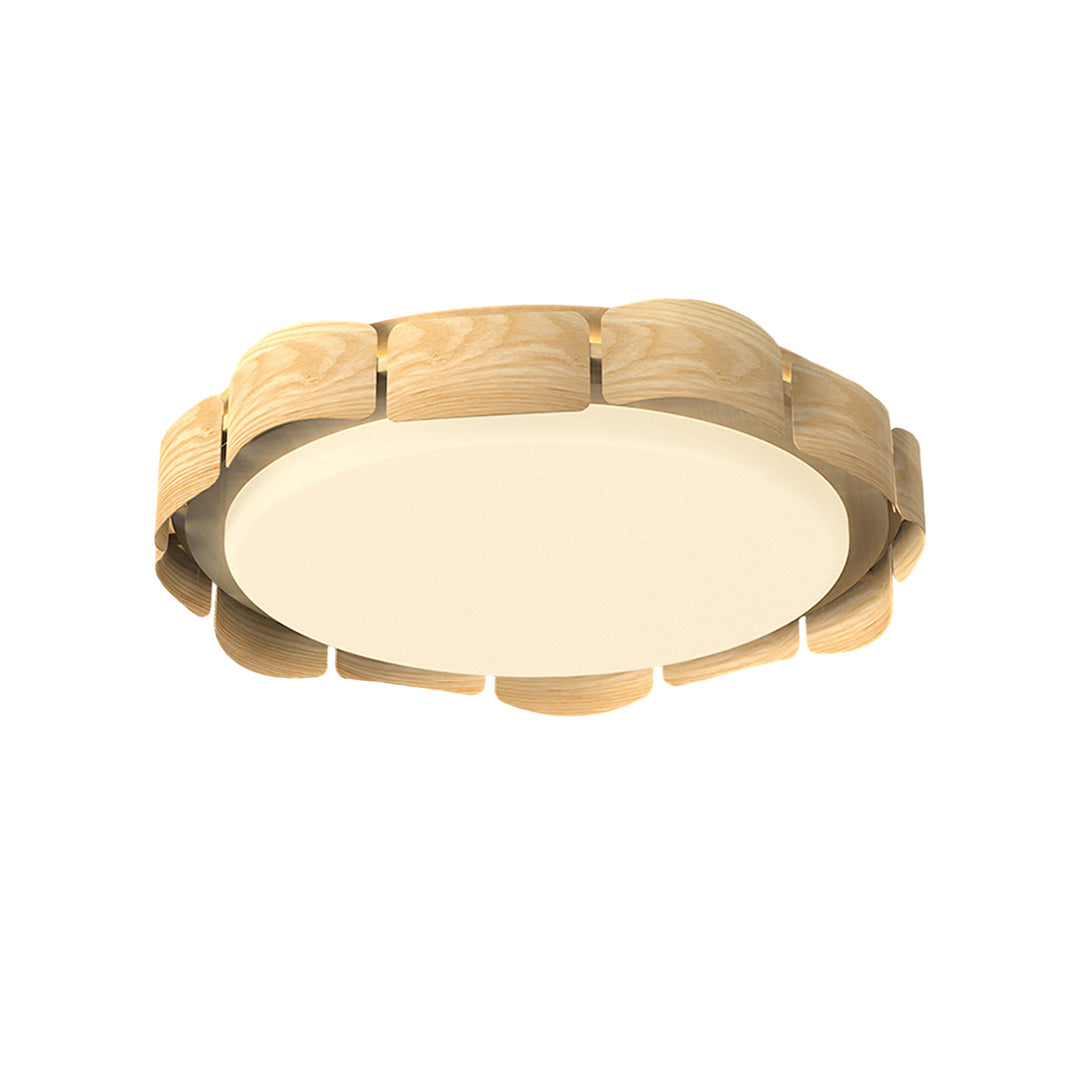 Full-Spectrum Eye-Care LED Flush Mount — Wood Grain & Iron, 39W, 3-Step Dimming (3000K/4000K/6000K), High-CRI 97, 19.69"