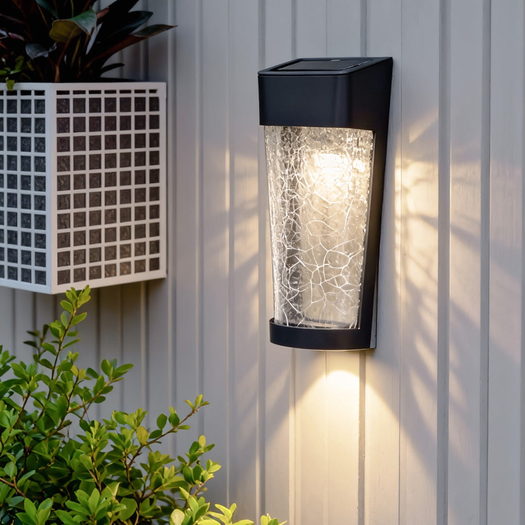 Minimalist Outdoor Wall Sconce — PE and Glass, 5W LED, 2400mAh Battery, IP65, Remote Control, Warm White 3000K