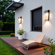Minimalist Outdoor Wall Sconce — PE and Glass, 5W LED, 2400mAh Battery, IP65, Remote Control, Warm White 3000K
