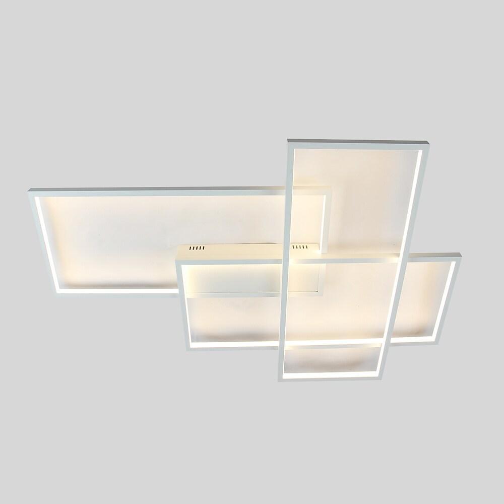 Overlapping Rectangles Geometric Flush-Mount Ceiling Light — Aluminum, 90W LED, Dimmable with Remote, 40" × 27"