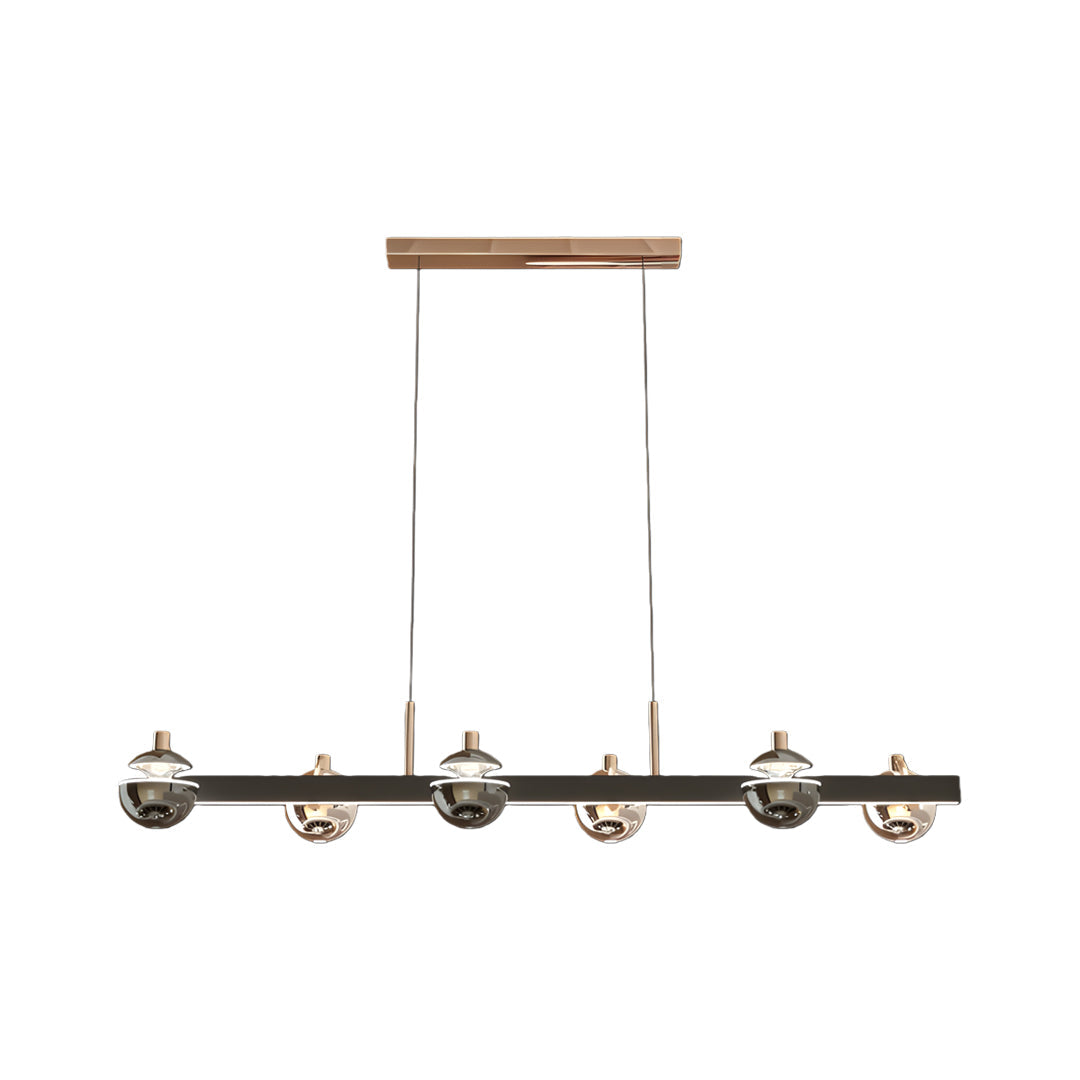 Modern Black and Gold Acrylic LED Chandelier — 6, 8, or 8+4-Light, Three-Color Dimming, 47.2" Chain