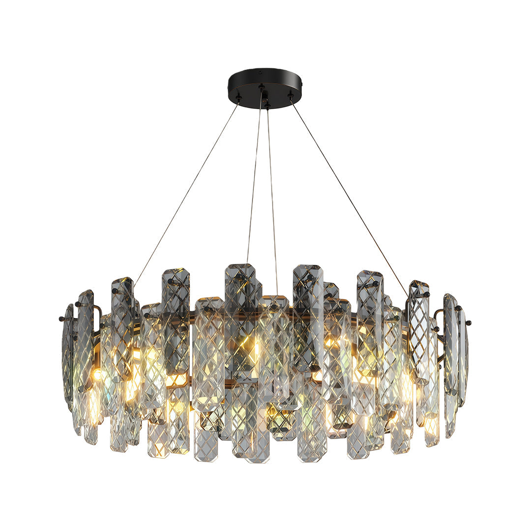 Contemporary Crystal Chandelier — Copper / Chrome / Black, Cut Crystal, Eye-Protecting, 47.2" Adjustable Chain