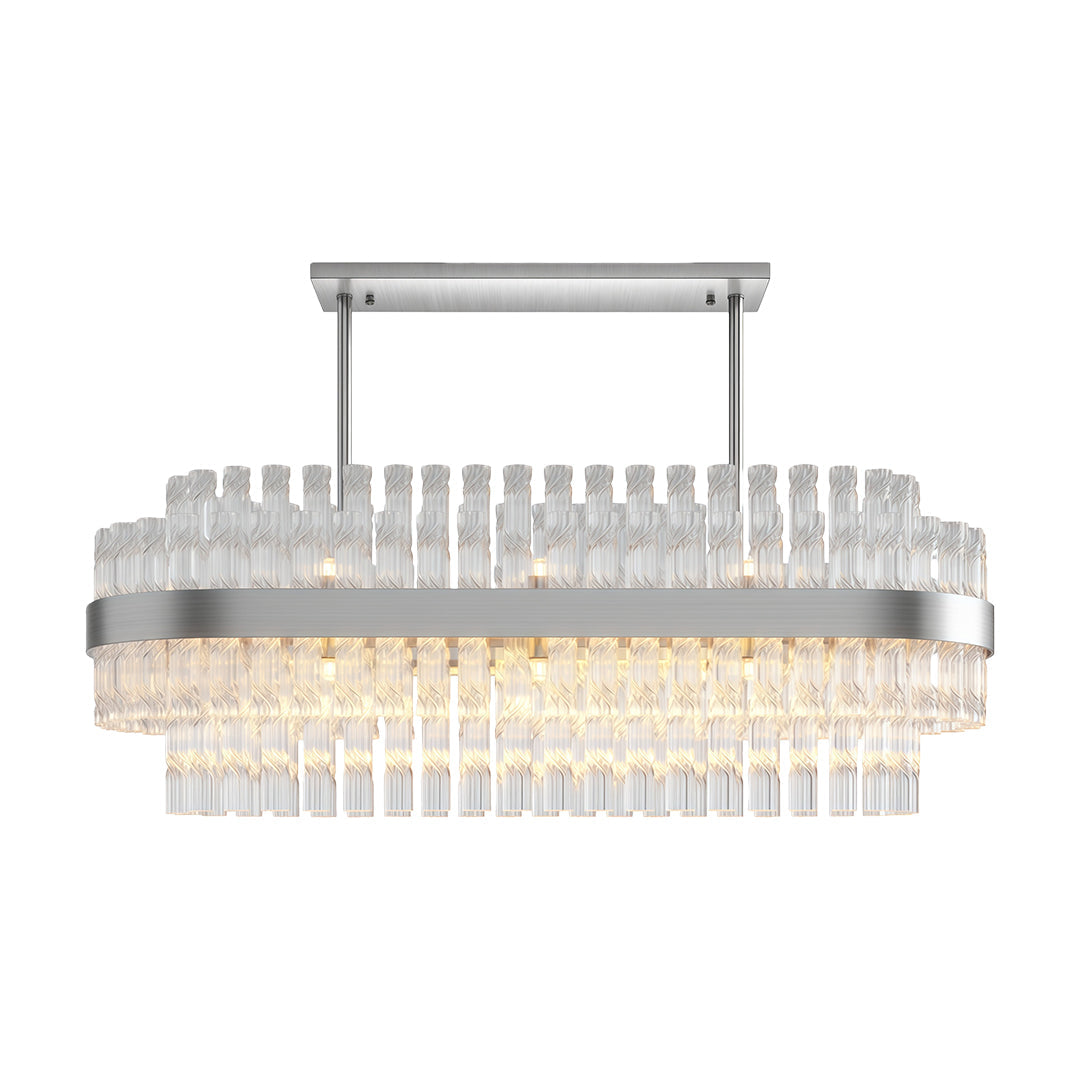 Industrial Modern Chandelier — Solid Brass, Transparent Glass, G9, Multiple Sizes