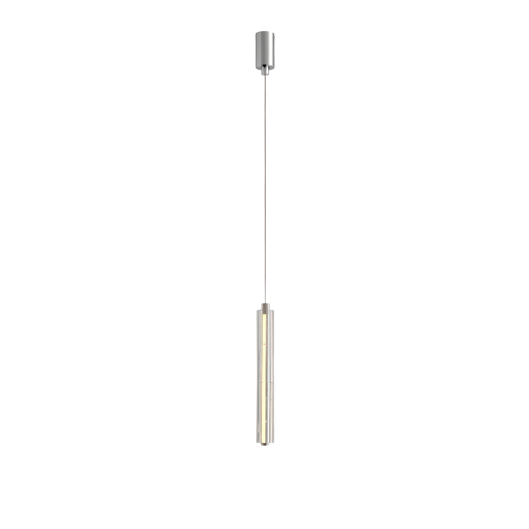 Minimalist Linear Crystal Pendant — Chrome Metal, 1-Light, 6.8W–10.2W Dual Mode, Adjustable Height