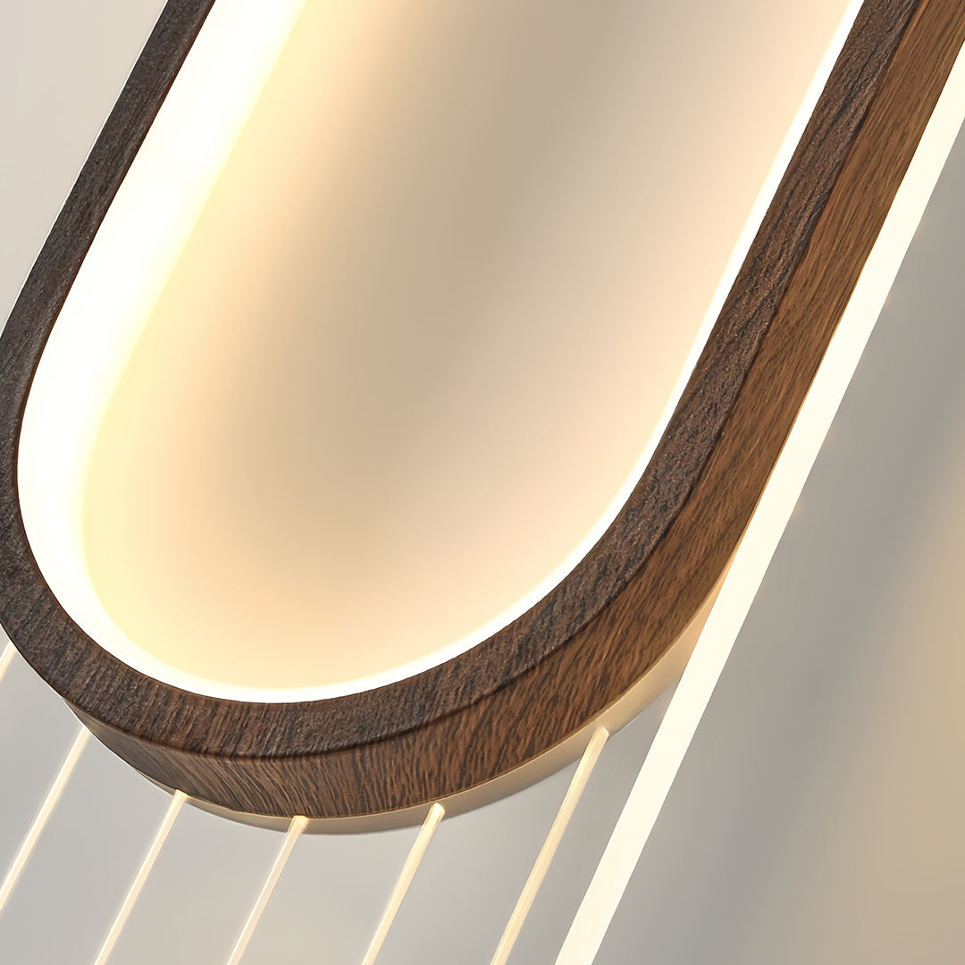 Minimalist Linear LED Wall Sconce — Wood Grain Iron Frame, Acrylic Shade, 3-Step Dimming, 23.6"–39.4"
