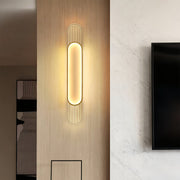 Minimalist Linear LED Wall Sconce — Wood Grain Iron Frame, Acrylic Shade, 3-Step Dimming, 23.6"–39.4"