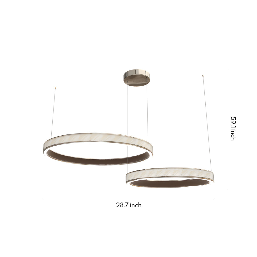 Round Tiered Chandelier — Champagne Gold Aluminum, 3-Step Dimming, Single/Double/Triple Layer, 59.1" Chain