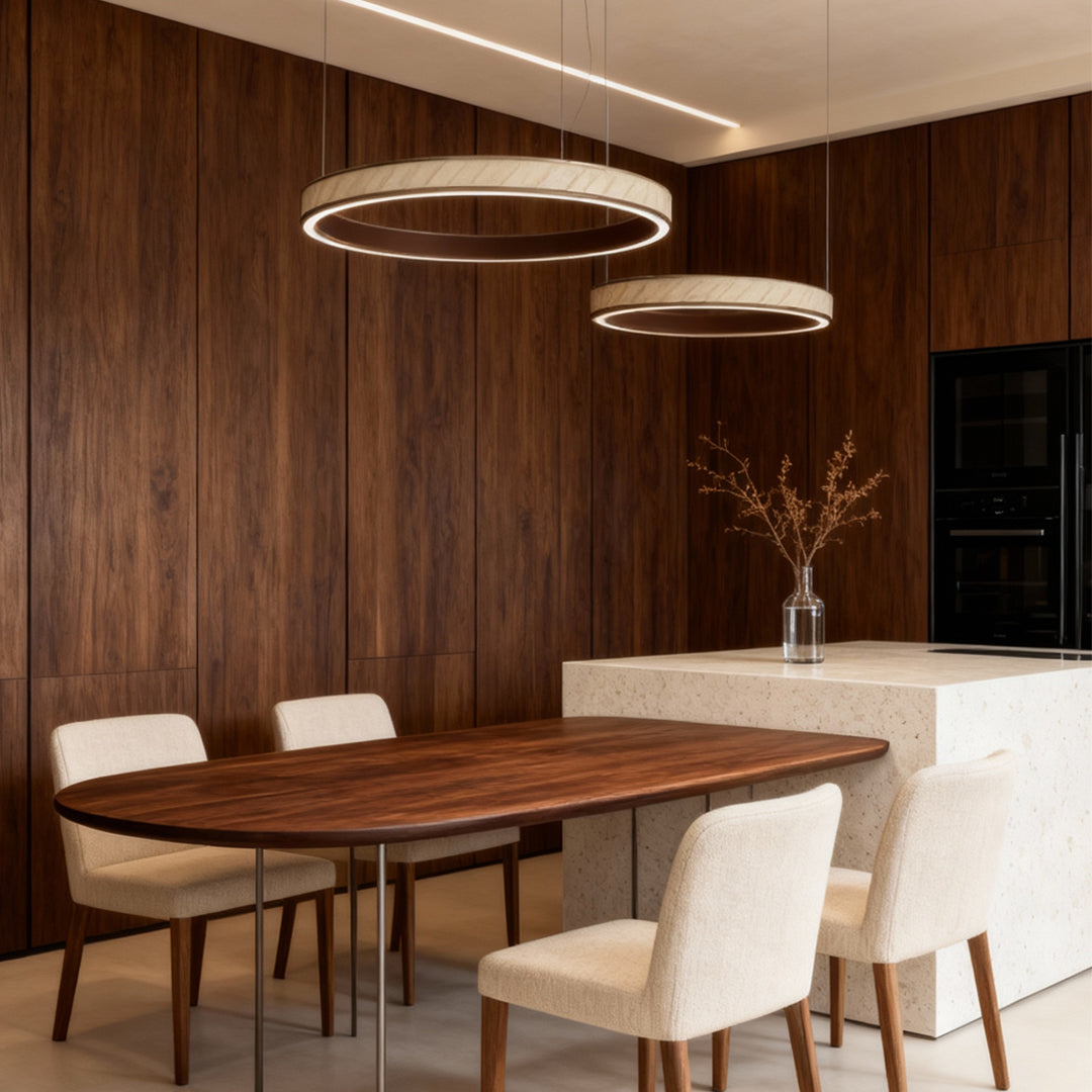 Round Tiered Chandelier — Champagne Gold Aluminum, 3-Step Dimming, Single/Double/Triple Layer, 59.1" Chain