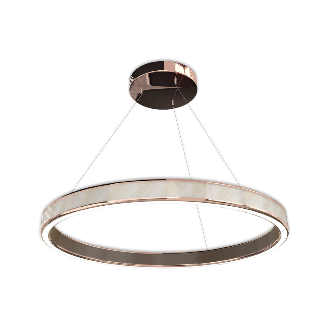Round Tiered Chandelier — Champagne Gold Aluminum, 3-Step Dimming, Single/Double/Triple Layer, 59.1" Chain