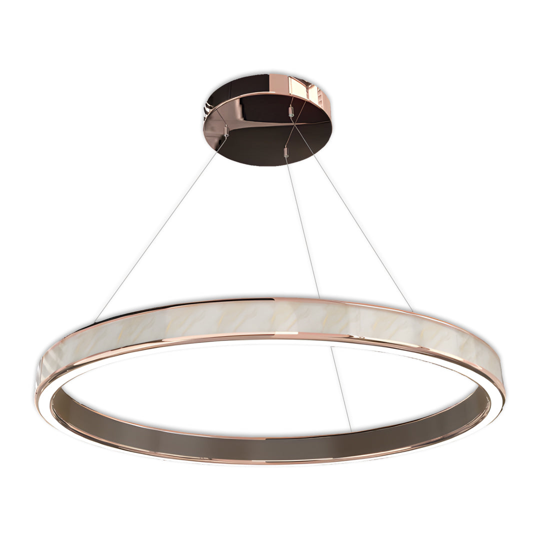 Round Tiered Chandelier — Champagne Gold Aluminum, 3-Step Dimming, Single/Double/Triple Layer, 59.1" Chain