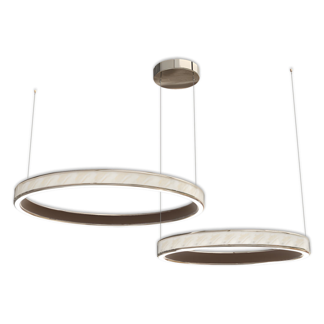 Round Tiered Chandelier — Champagne Gold Aluminum, 3-Step Dimming, Single/Double/Triple Layer, 59.1" Chain