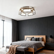 Modern Crystal Flush-Mount Ceiling Light — Aluminum, 3-Color Dimming, 5-Head or 7+5-Head Double-Layer