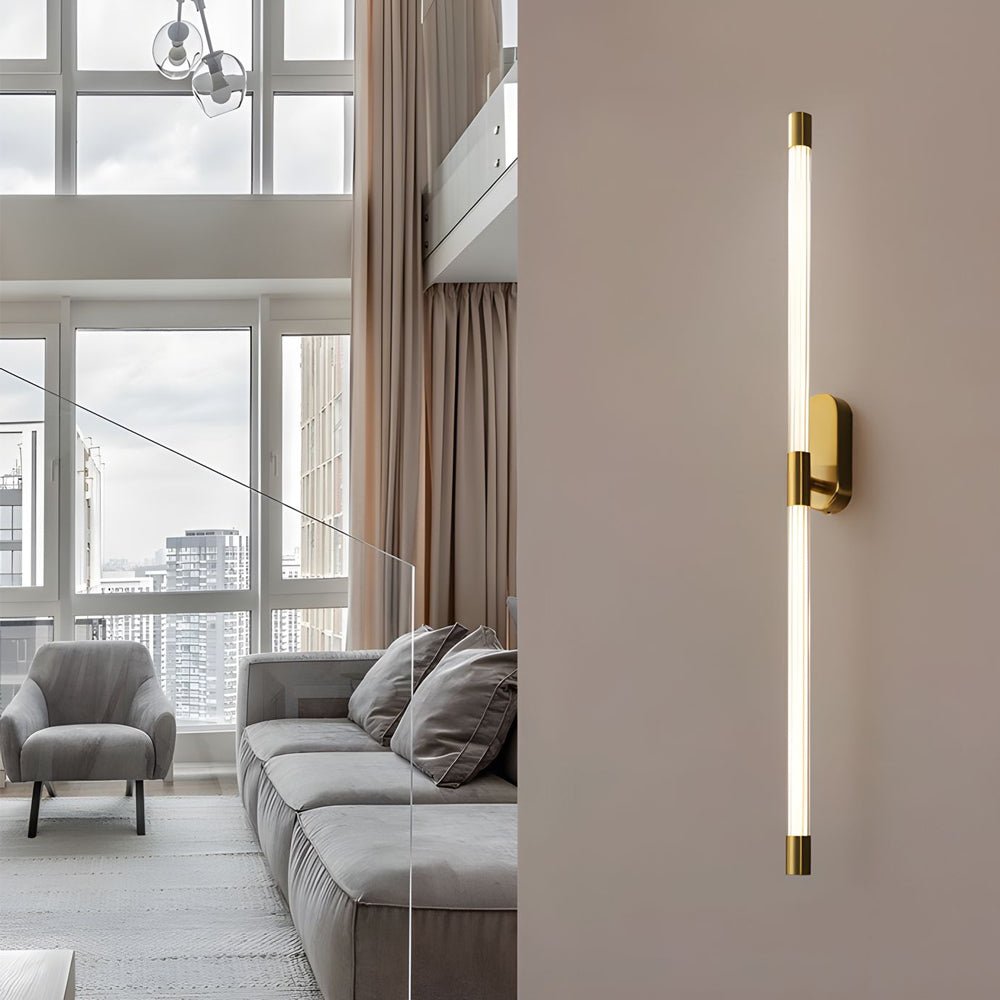 linear tall acrylic tube semi flush mount wall sconce