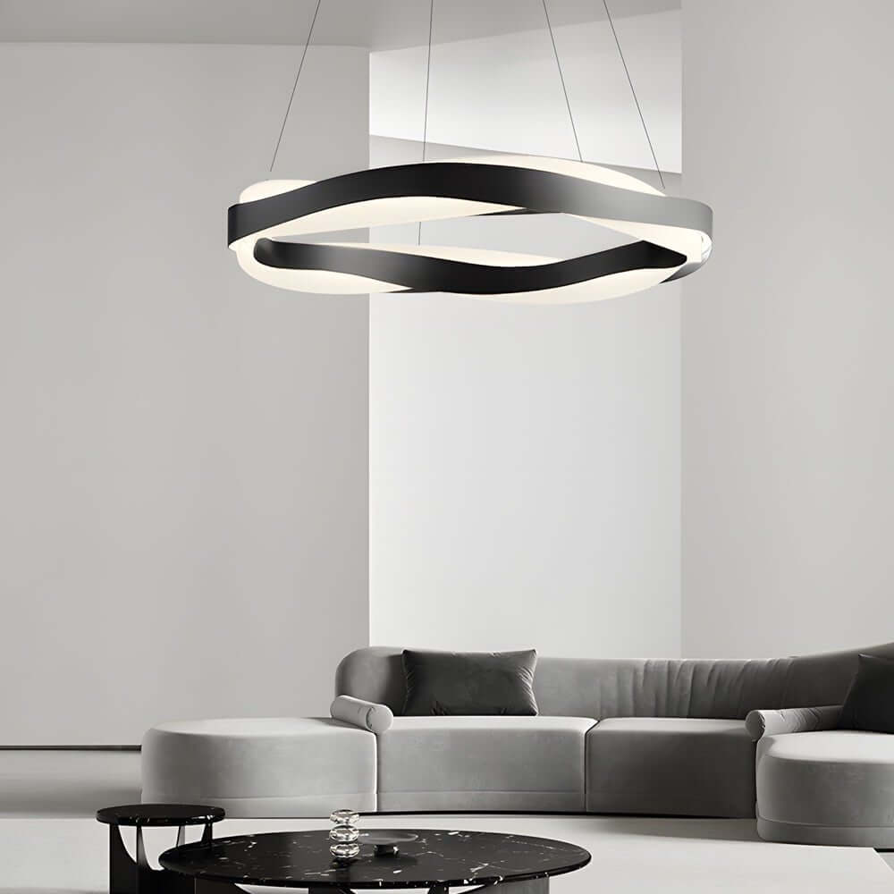 linear wavy round led pendant light with one bulb