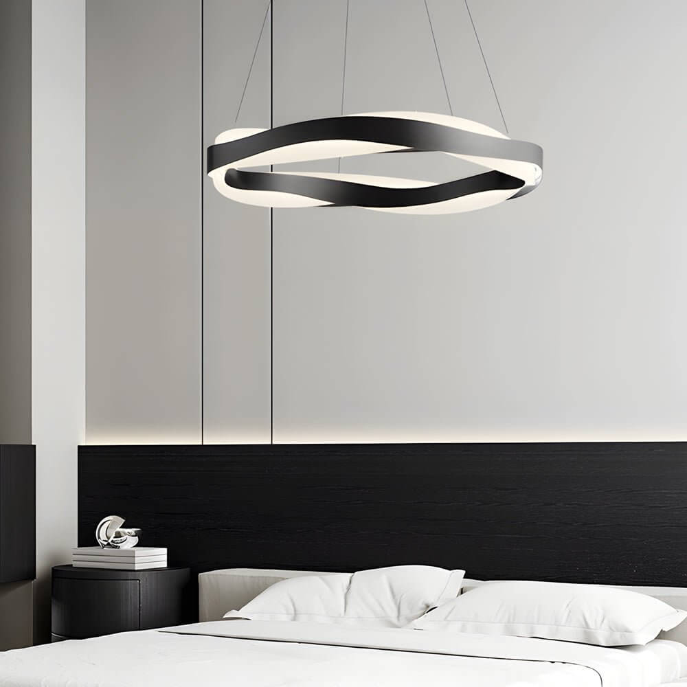 linear wavy round led pendant light with one bulb