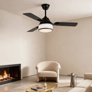 European Retro Ceiling Fan Lamp with Fabric Shade and Lights Luxe