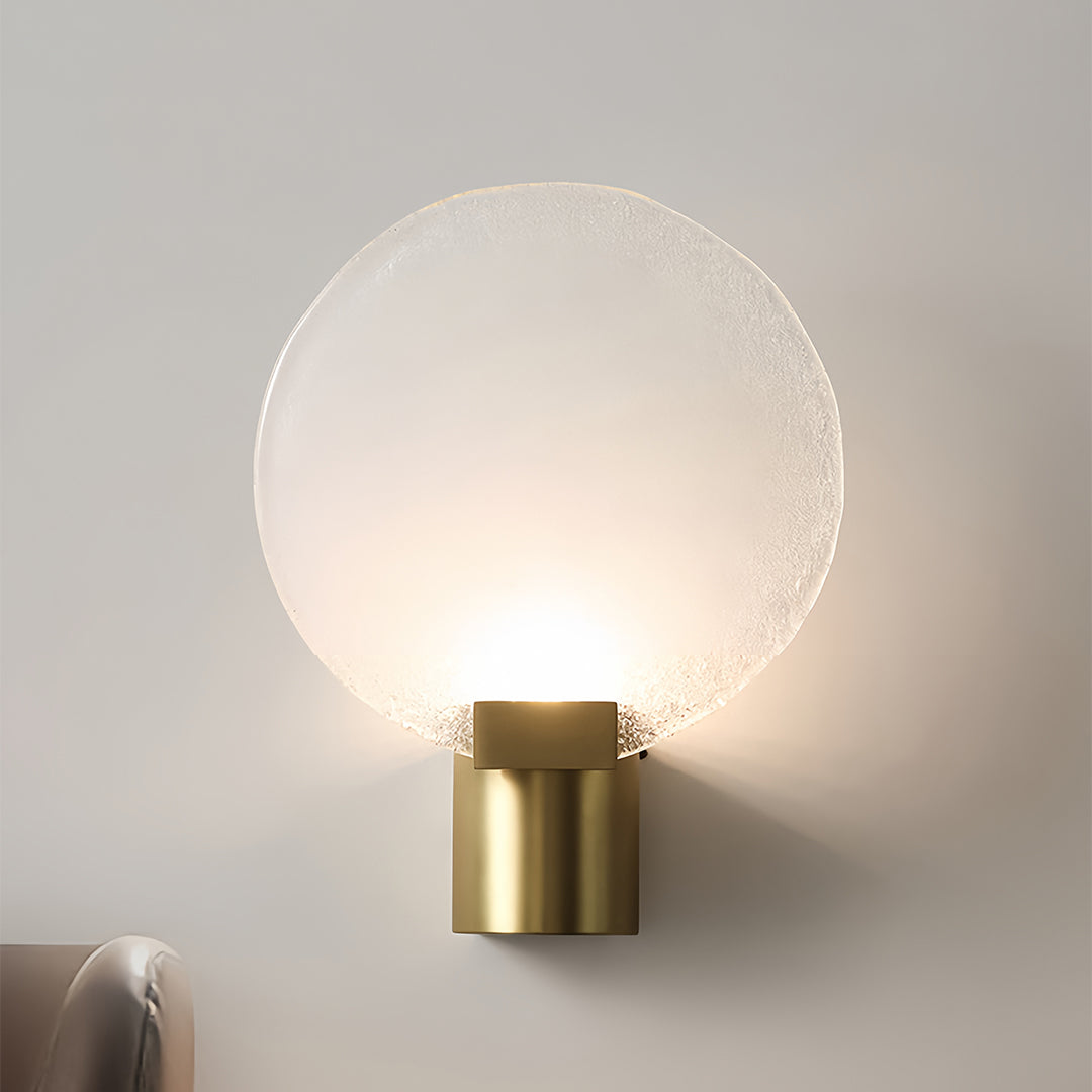 Round Glass Wall Sconce — Bronze Metal, G9, 3000K Warm Light, 9.8"