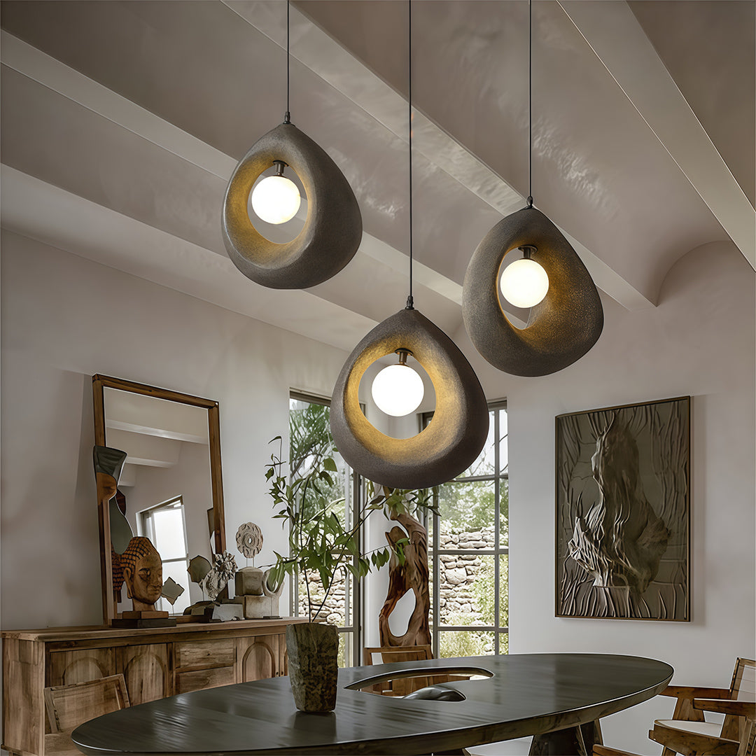 Wabi-Sabi Statement Pendant Light — PS Shade, G9, 59.1" Adjustable Cord, 12.6" × 13.8"