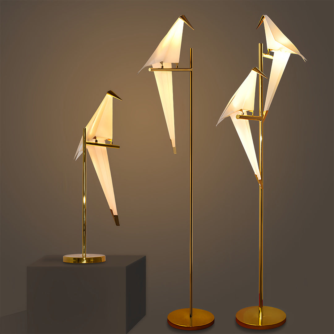 Origami Crane Wall Sconce — PP & Metal, Gold Accent, LED 6W, 3000K Warm White