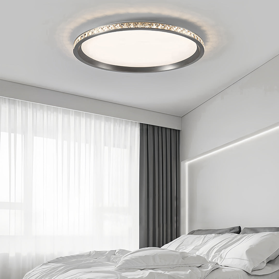 Ultra-Thin Round Flush-Mount LED Ceiling Light — Aluminum, Acrylic, 40–60cm, 76–116W, 3-Step Dimming, Eye Protection