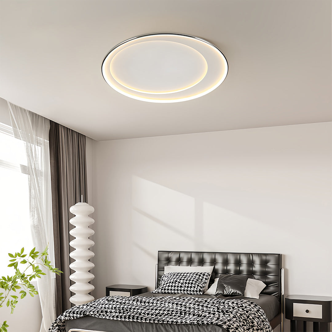 Modern Minimalist Round LED Flush-Mount Ceiling Light — Iron, Silicone Shade, 52W, Three-Step Dimming (3000K/4000K/6000K), 17.72"