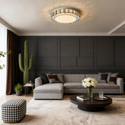 Multi-Layer Crystal Flush-Mount Chandelier — Chrome Stainless Steel, LED, Three-Color Dimming, 19.7"–39.4"