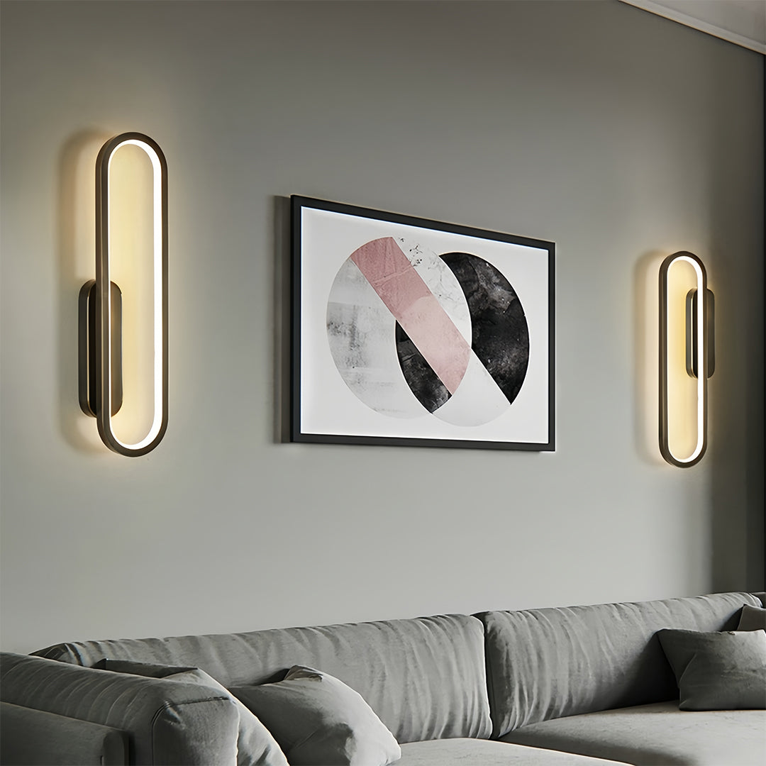 Minimalist Oval Ambient Wall Sconce — Aluminum, Silicone Shade, 19W LED 3000K, 15.75" Height