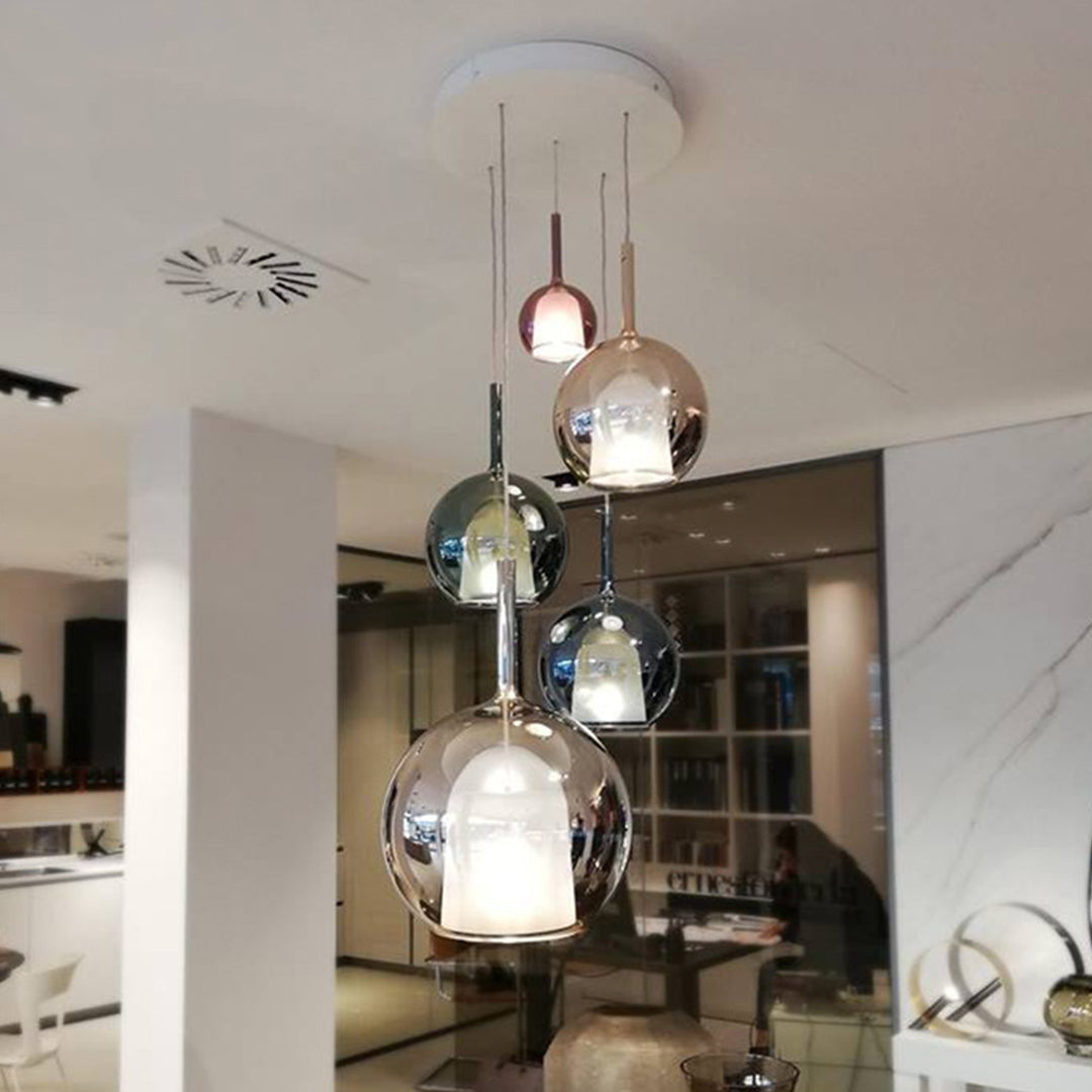 Hand-Blown Glass Ball Mini Pendant — Electroplated Iron, G9, 3000K Warm, 3 Sizes