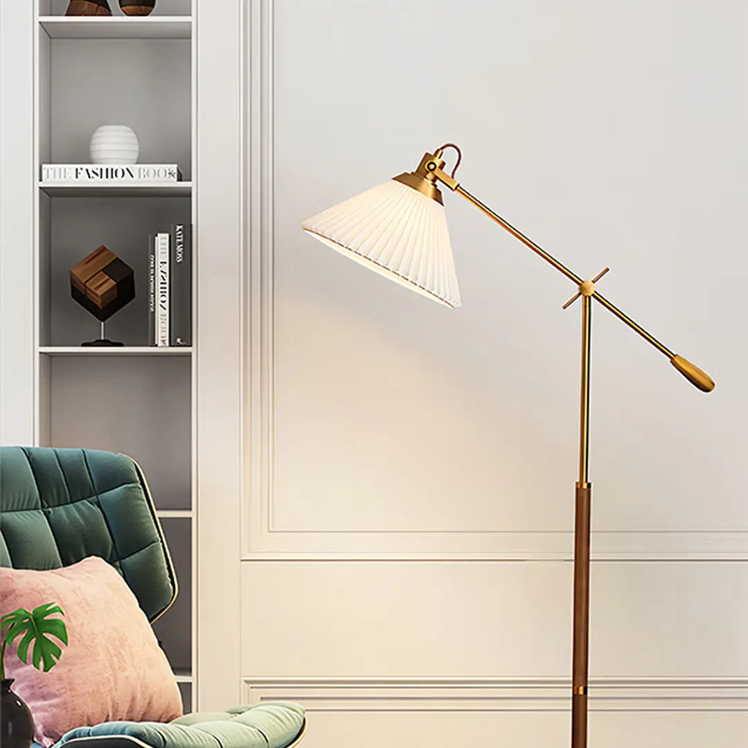 Retro Adjustable Floor Reading Lamp with Swing Arm for Bedroom Tasks Luxe
