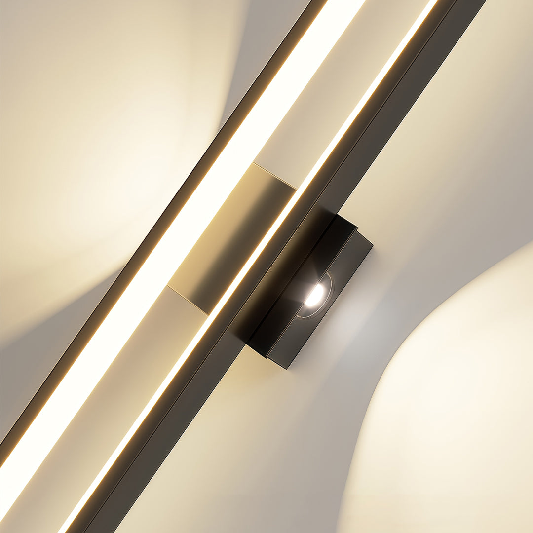 Minimalist Long Bar Wall Sconce — Iron and Acrylic, LED, 3-Step Dimming, Black or Gold, 23.6"–47.2"