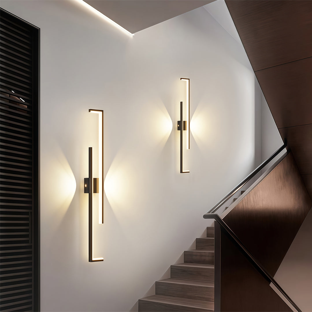 Minimalist Long Bar Wall Sconce — Iron and Acrylic, LED, 3-Step Dimming, Black or Gold, 23.6"–47.2"