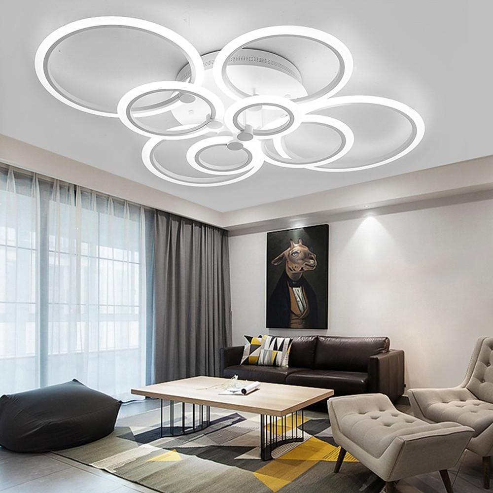 Tiered Circles Flush-Mount Ceiling Light — Aluminum & Acrylic, 2800K–7000K, 4-Light / 6-Light / 8-Light