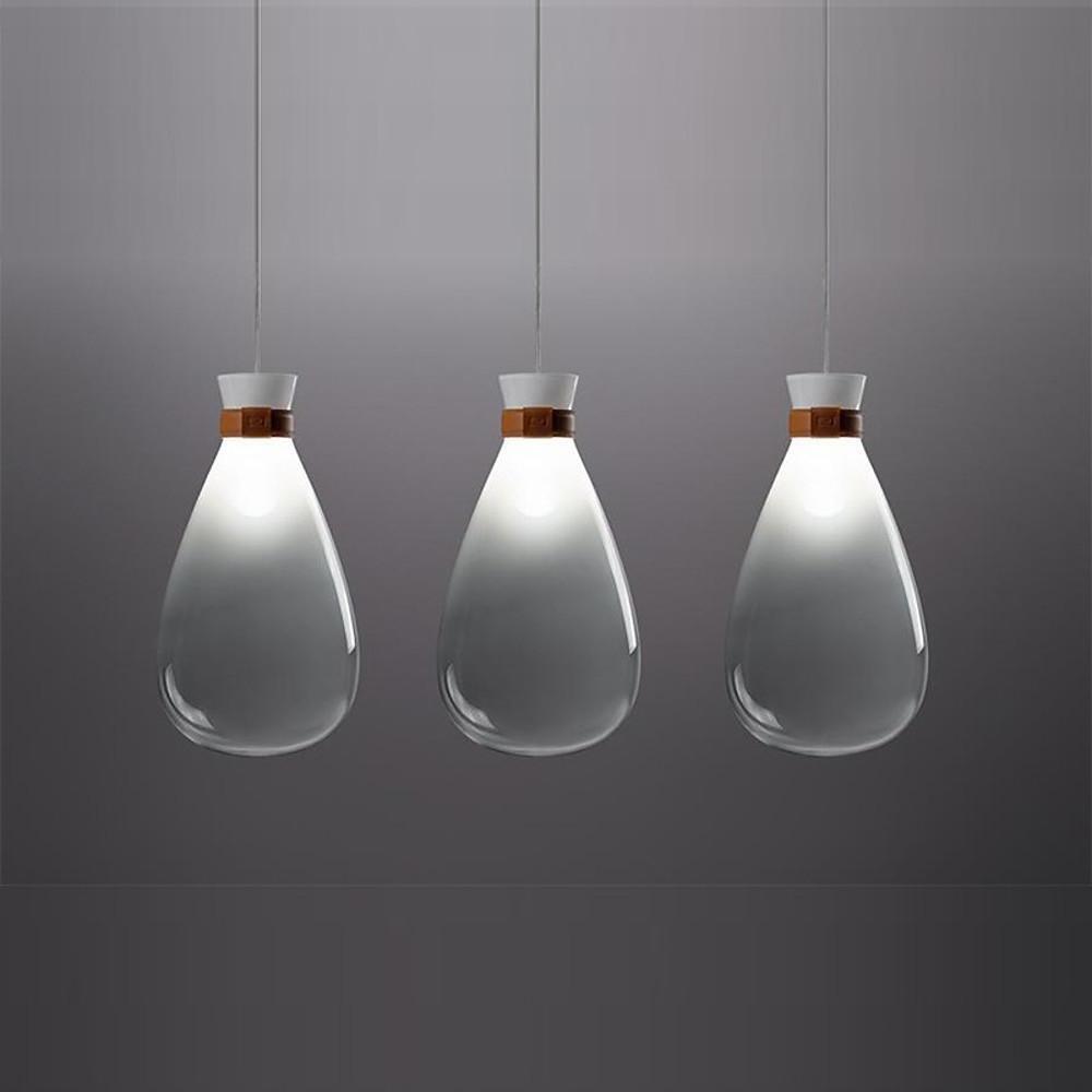 Teardrop Mini Pendant Light — Smoke Grey or Clear Glass, LED, 7" × 14", 59" Adjustable Cord