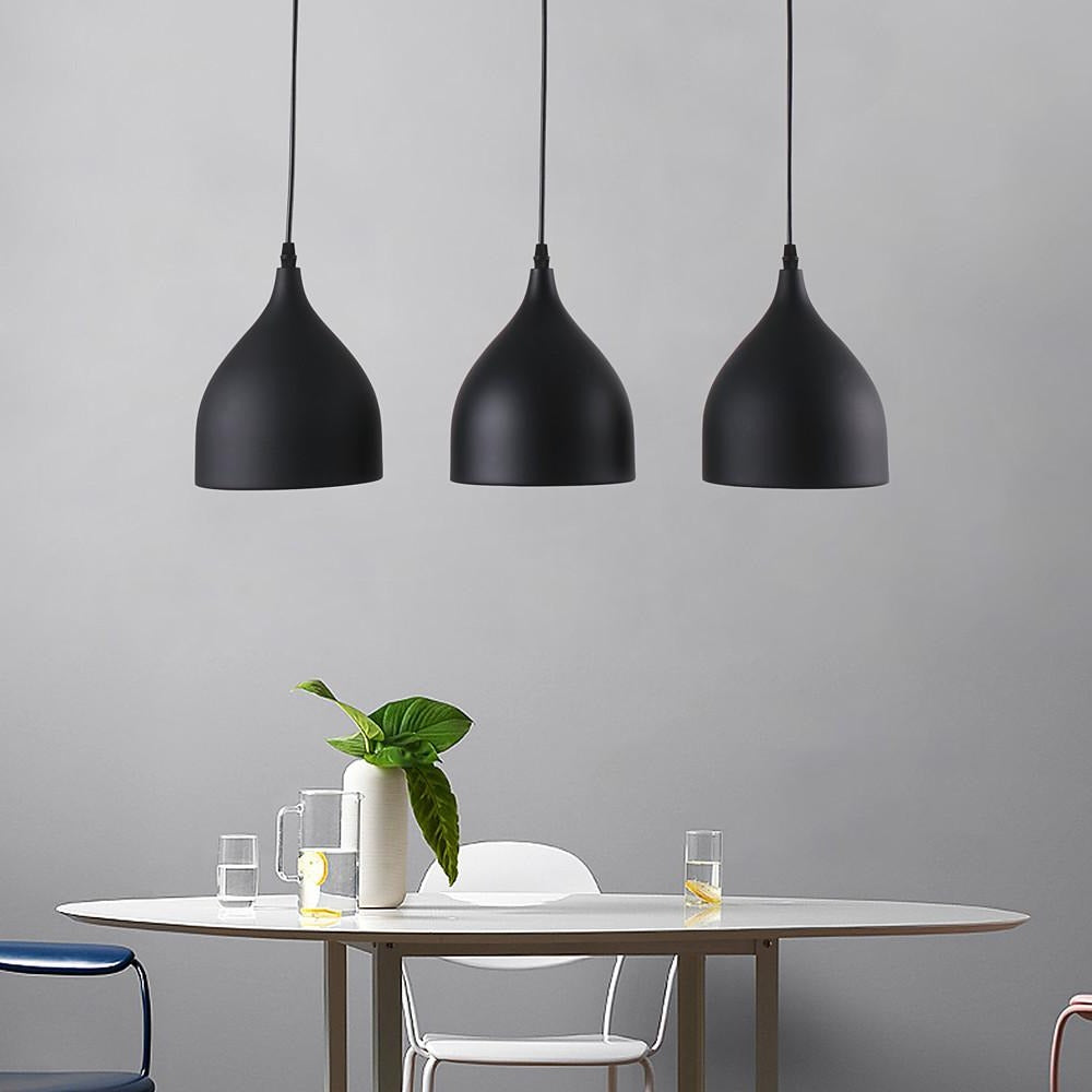 Modern Industrial 3-Light Pendant Chandelier — Metal, E26/E27, 60W Max, 47" Adjustable Cord