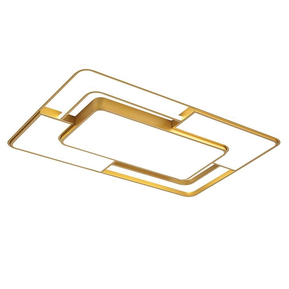 Square Geometric LED Flush-Mount Ceiling Light — Acrylic, 3-Step Dimming, Remote Control, Black or Gold