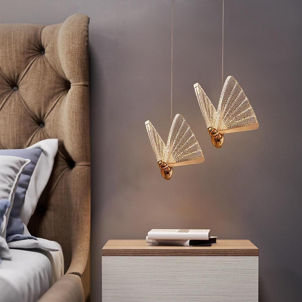 Coastal Butterfly-Shaped Mini Pendant — Metal and Acrylic, LED, 1- to 8-Light, 3000K / 6000K, 47" Adjustable Cord